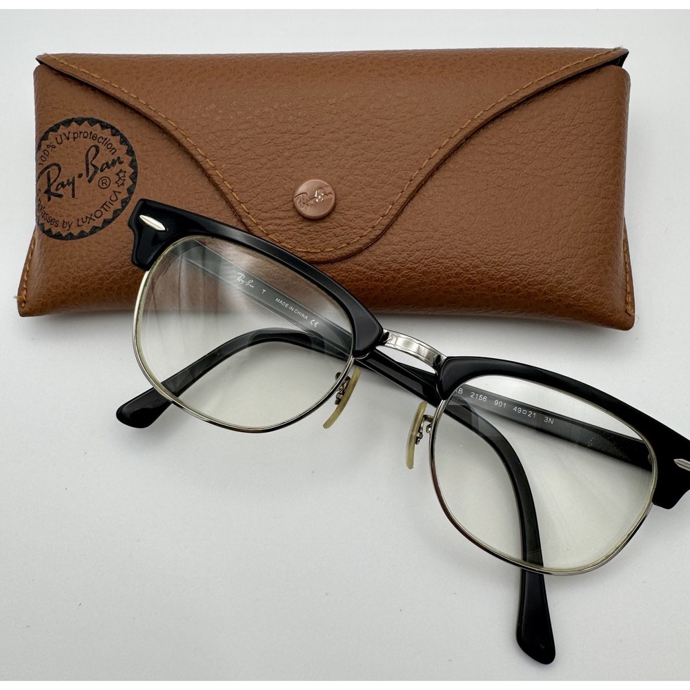 Ray-Ban‎ Clubmaster Browline RB2156 901 Eyeglasses 49[]21 3N Black Frames Only